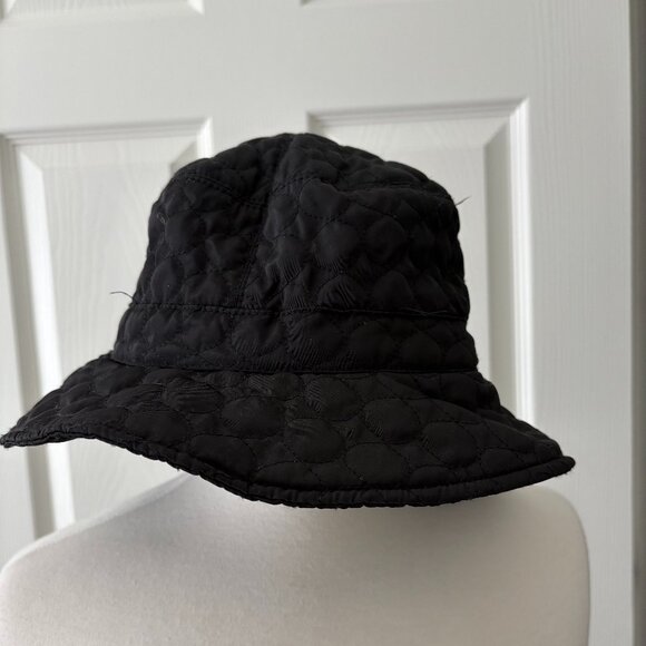 Black Quilted Bucket Cloche Hat Scala One Size - Picture 1 of 3